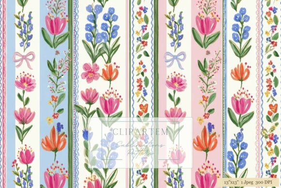 Download Floral Stripe Watercolor Pattern Design - Pattern design Collection